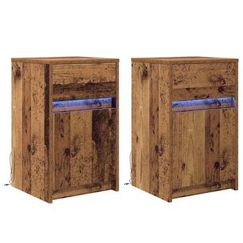 Armario De Noche Led 2 Uds. Madera Vieja 38 X 34 X 61 Cm Vidaxl
