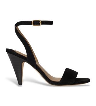 Lauren Ralph Lauren para mujer. 802P15730006 Sandalia Gracy de ante de oveja negro (39), Piel, 3 a 5cm, Hebilla, Casual, Fiesta, Clásico