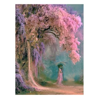 Cuadro con cerezo y pareja en alu-dibond multicolor 100x75 cm