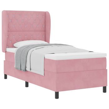 Cama Tipo Box Spring Con Colchón Rosa 200 X 90 Cm Terciopelo Vidaxl