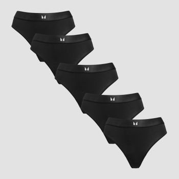 MP Women's Mid Rise Thong (5 Pack) - Black - XXL