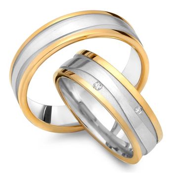 Alianzas 8 quilates oro amarillo-blanco 6 diamantes