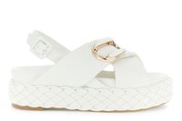 sandalias cruzadas con fondo trenzado y complemento white