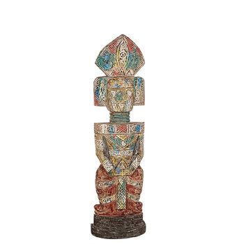 Escultura Pie Tribal Madera Colores