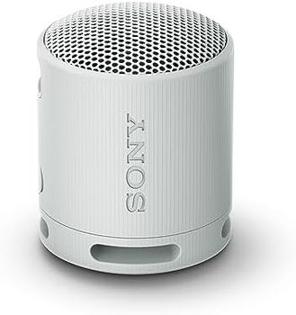 Sony Altavoz Bluetooth SRS-XB100, Ligero, Compacto, Altavoz Resistente al Agua y al Polvo IP67, hasta 16 h de batería, Correa Adaptable, Gris Claro
