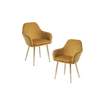 Pack 2 Sillas Chic Golden De Terciopelo 87*56*44 Cm - Mostaza