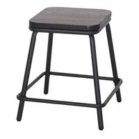 taburete bajo de metal y madera ritual 40x45x40