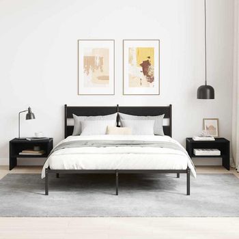 Pack De 2 Mesitas De Noche - Mueble Para Dormitorio - Madera Contrachapada - Roble Negro (40x30x30cm)