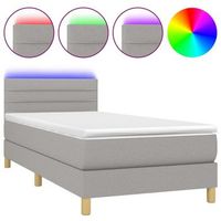 estructura de cama led con cabecero con somier colchon 90x200cm tela gris claro tdl0209459