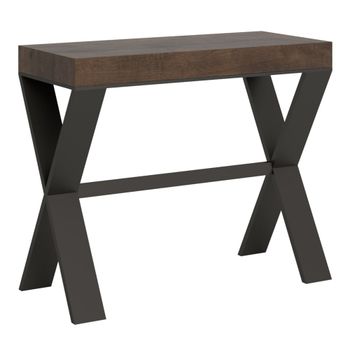 Consola extensible 90x40/300 cm efecto madera nogal, hierro