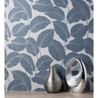 papel pintado vinilico de hojas con silueta ligeramente metalizada en relieve - begonia 681271 de gaulan - rollo de 10 m x 053 m