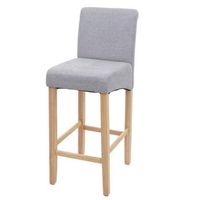taburete de bar mostrador x1 con reposapies de diseno clasico en tela gris claro pies claros 040005267