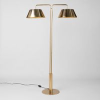 lampara de pie con dos pantallas de acero dorado 165 cm