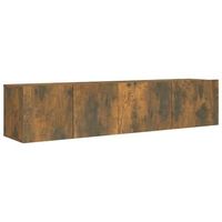 set de 2 uds muebles tv  mueble de salon  armario tv madera contrachapada roble ahumado