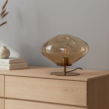 Lámpara de mesa de vidrio blanco