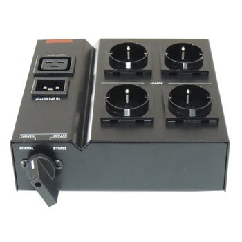 Lapara Switch Bypass de Mantenimiento y Regleta 4x Schuko 16A para SAI Negro