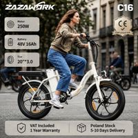 bicicleta electrica plegable zazawork c16 neumaticos gruesos de 20  30 pulgadas bateria extraible de 48v y 16ah motor de 250w shimano de 7 velocidades alcance de hasta 100 km control de