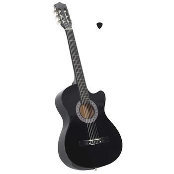 Guitarra Clásica Western Cutaway Con 6 Cuerdas Negra 38