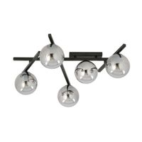 plafon de techo 5 luces negro y gris con posicion modificable
