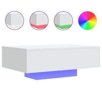 Mesa De Centro Con Luces Led Blanco 85x55x31 Cm Vidaxl