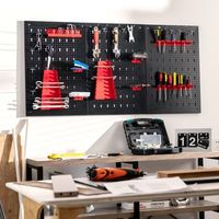 kit organizador de herramientas para pared con 3 paneles perforados 25 accesorios para colgar portaherramientas para garaje taller almacen