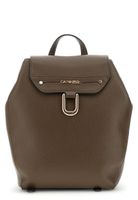 mochila suave con solapa efecto piel con grano y costura gruesa decorativa dark brown taglia unica