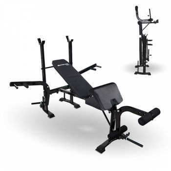 Banco De Musculación Multifuncional Mobiclinic Acero Plegable Ajustable Soporte Para Barras 148x180x110.5cm 250kg Pressfit