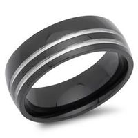 anillo de acero inoxidable ennegrecido 8mm ranuras brillantes
