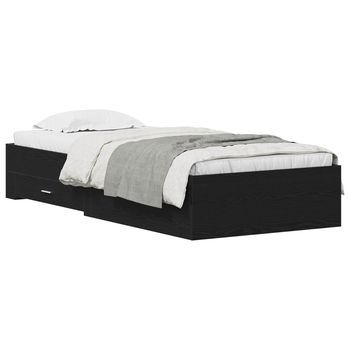 Estructura De Cama Roble Negro 90 X 190 Cm Madera De Ingeniería Vidaxl