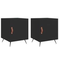 juego de 2 mesitas de noche con compartimento con puerta 40 x 40 x 50 cm madera sintetica negra y hierro dec035574