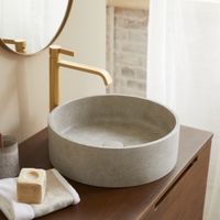 lavabo redondo de hormigon gris   39 cm