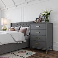 comoda con 4 cajones en efecto de madera gris grafito