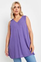 yours top sin mangas con vuelo morado mujer curvy y tallas grandes yours