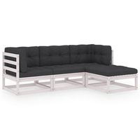 juego de muebles de jardin 4 piezas  mobiliario de jardin y cojines madera pino maciza