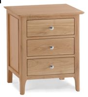 sadie oak extra large 3 drawer bedside table