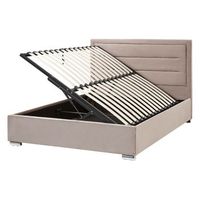 cama con almacenaje de terciopelo gris pardo 140 x 200 cm cabecero acolchado rouen