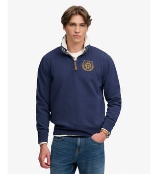 Superdry para hombre. M2014556A Sudadera con media cremallera Gothic Varsity marino (XL), Casual, Algodón