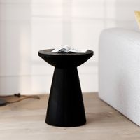 mesa auxiliar en madera de suar negra d40cm