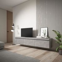 mueble tv efecto madera cemento 240x35x45cm colgado