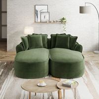 sofa doble de chenilla sin marco con chaise longue doble cojines no requiere montaje color verde