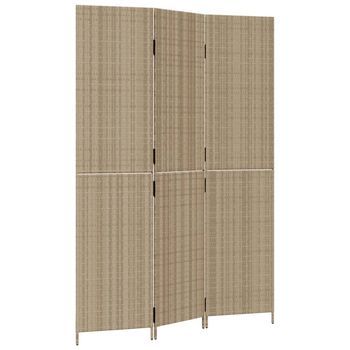 Biombo De 3 Paneles Ratán Sintético Beige Vidaxl