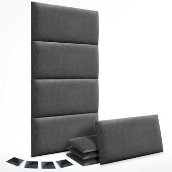 Dhome Juego De 8 Paneles Tapizados De Tela Autoadhesivos Para Pared Acústicos Absorbentes Protección Impactos Cabeceros (gris Ceniza, 50x40cm, X8)