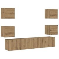 muebles de tv de pared 6 uds madera ingenieria roble artesanal vidaxl