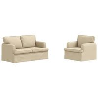 juego de sofa 2 pcs crema 144 x 80 x 85 cm tela vidaxl