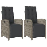 pack 2 uds sillones reclinables jardin  silla de jardin  silla de exterior con reposapies ratan pe gris