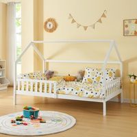 cama infantil cabana ydre regulable en altura pino 120x200cm - blanco encasa