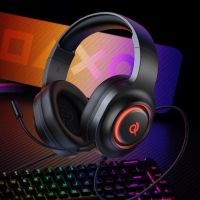 auriculares qcy v200 pro con cable usb-a sonido 71 virtual microfono y rgb negros
