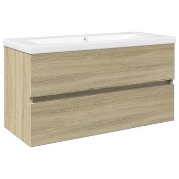 Set De Mueble De Baño 2 Piezas Cerámica Y Madera De Ingeniería Vidaxl