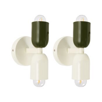 Conjunto De 2 Lámparas De Pared Con Dos Luces Orientadas Hacia Arriba Y Hacia Abajo Blanco Crema Topi