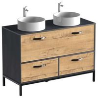 mueble de bano sena doble arario y 2 cajones sin lavabo 120cm melamina roble gold y negro